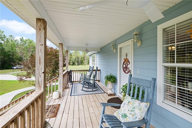 wooden deck featuring a porch