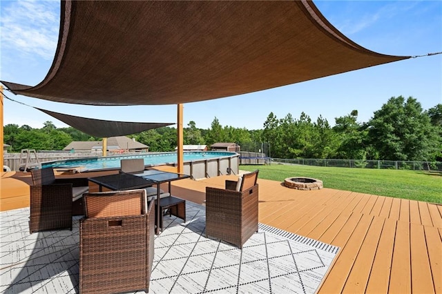 13077 Tara Point Dr, Mobile, AL 36695 - deck with an outdoor fire pit