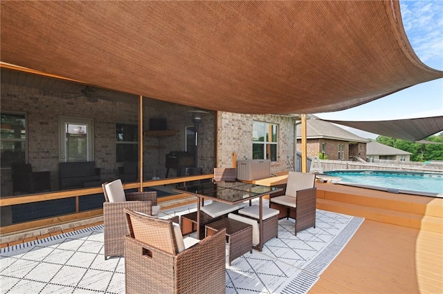 13077 Tara Point Dr, Mobile, AL 36695 - view of patio featuring an outdoor pool and a ceiling fan
