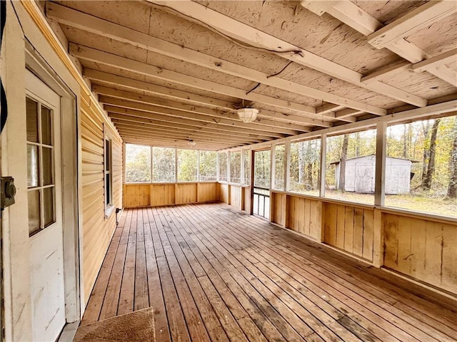 view of unfurnished sunroom