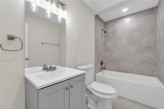 355 La Rose Dr, Mobile, AL 36609 - bathroom with toilet, vanity, shower / tub combination, tile patterned floors, and recessed lighting