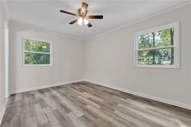 355 La Rose Dr, Mobile, AL 36609 - empty room with wood finished floors, baseboards, crown molding, and ceiling fan