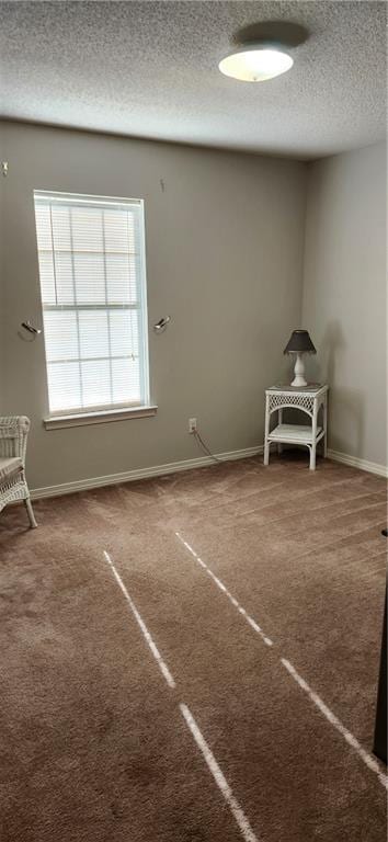 unfurnished room featuring carpet floors and a textured ceiling