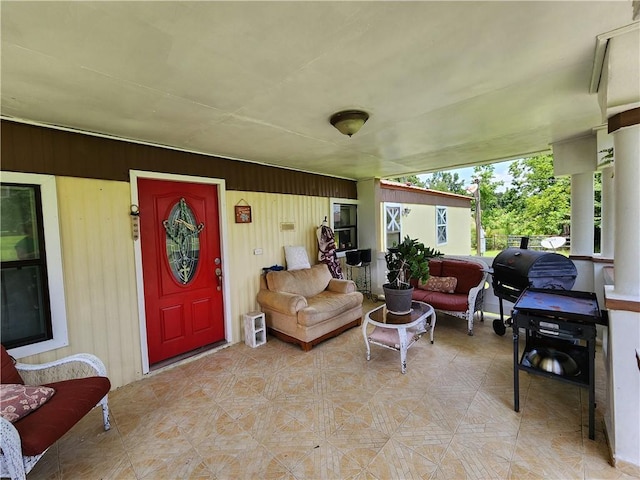 8560 Sadie Ct, Grand Bay, AL 36541 - view of exterior entry featuring outdoor lounge area and a patio