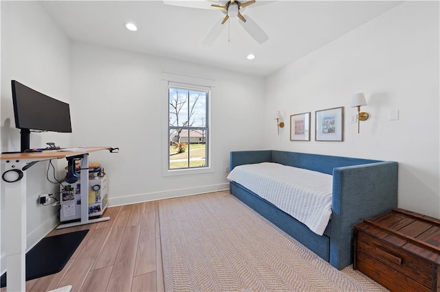 325 Pecan Ridge Blvd, Fairhope, AL 36532 - bedroom featuring baseboards, a ceiling fan, wood finished floors, and recessed lighting