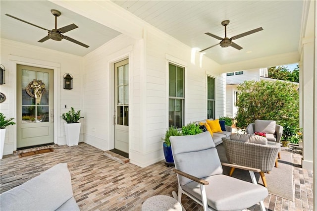 view of patio / terrace with an outdoor hangout area and ceiling fan