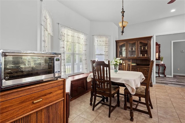 218 Ferry Ave, Saraland, AL 36571 - dining room featuring light tile patterned flooring, recessed lighting, and a ceiling fan