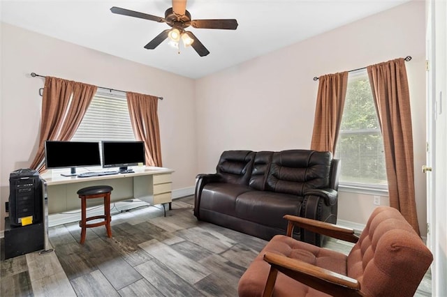 218 Ferry Ave, Saraland, AL 36571 - office featuring a ceiling fan, baseboards, and wood finished floors