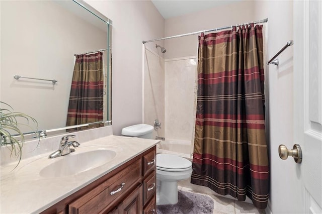 218 Ferry Ave, Saraland, AL 36571 - bathroom with vanity, toilet, shower / bath combination with curtain, and tile patterned flooring