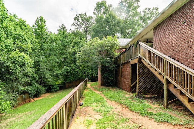 10164 Waterford Way, Mobile, AL 36695 - view of yard with stairs, a ceiling fan, and a deck