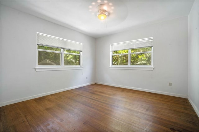 2852 Exter Dr, Mobile, AL 36606 - spare room featuring wood-type flooring, ceiling fan, and baseboards