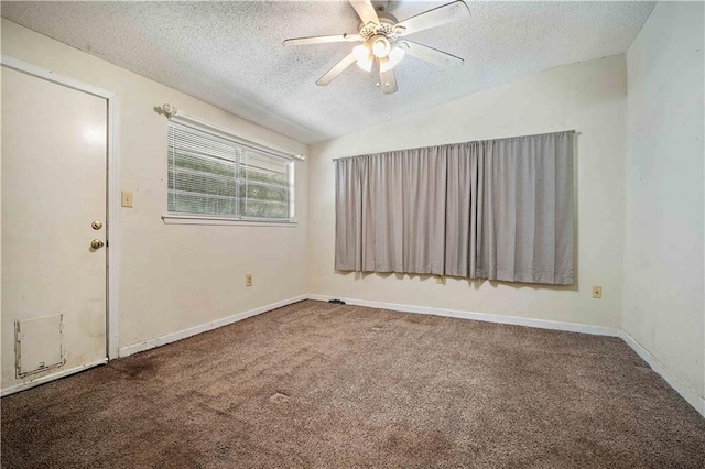 2852 Exter Dr, Mobile, AL 36606 - unfurnished room featuring a textured ceiling, carpet, baseboards, and ceiling fan