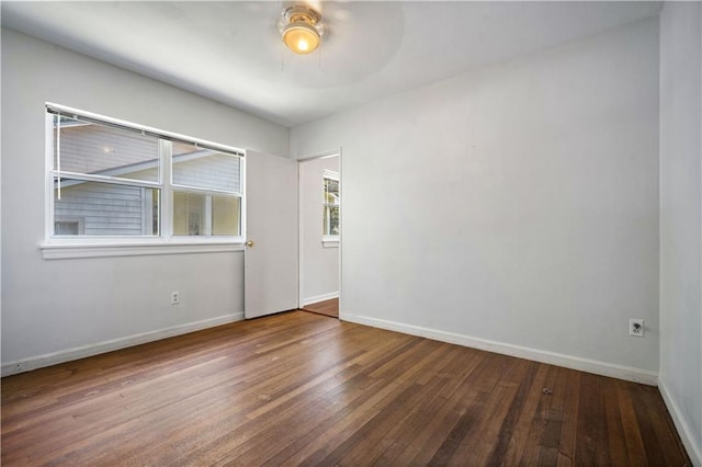 2852 Exter Dr, Mobile, AL 36606 - empty room featuring wood finished floors, baseboards, and ceiling fan