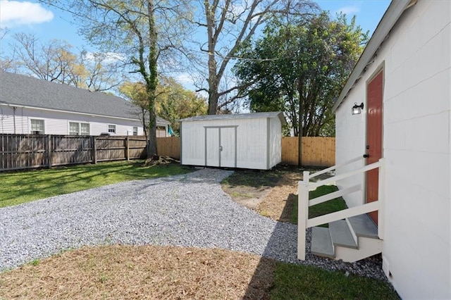 1012 Texas St, Mobile, AL 36604 - view of yard with an outbuilding, a fenced backyard, and a shed