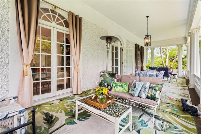 view of patio featuring french doors