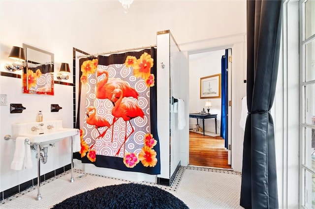 interior space with tile floors