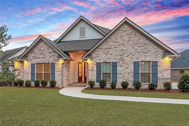 craftsman inspired home with a lawn