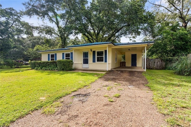 4061 Sallie Ct, Mobile, AL 36609 - ranch-style home with dirt driveway, a carport, and a metal roof