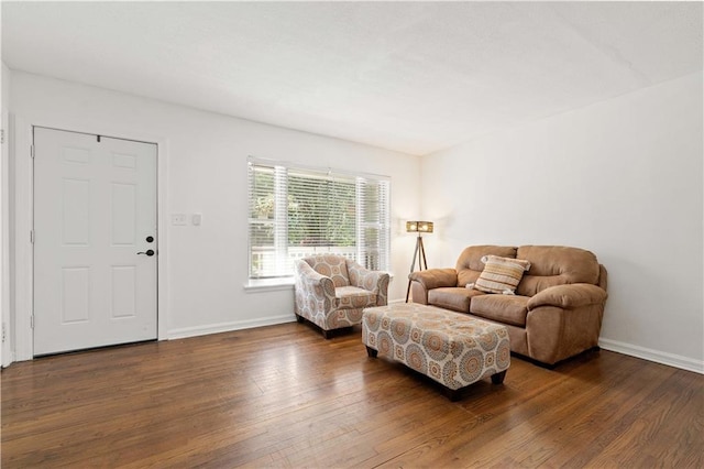 living room featuring dark hardwood / wood-style floors