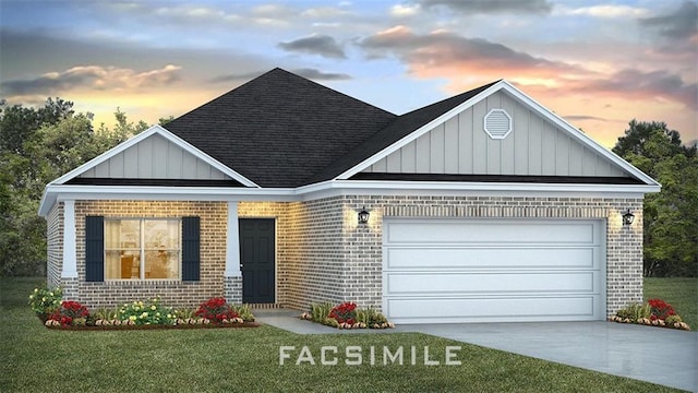 10580 Relic Rd S, Mobile, AL 36608 - view of front of house with brick siding, a shingled roof, board and batten siding, and driveway