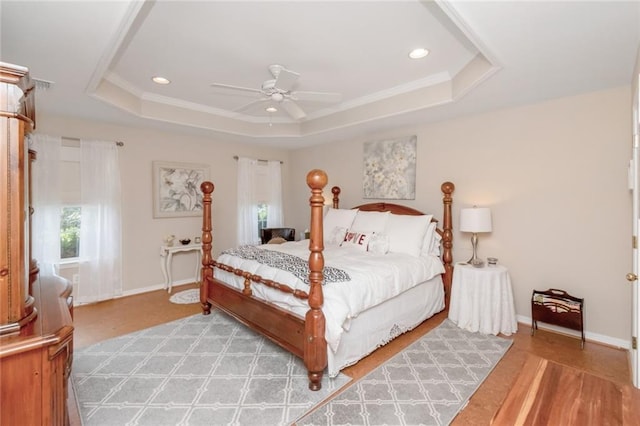 9633 White Castle Rd, Mobile, AL 36695 - bedroom with a tray ceiling, recessed lighting, and a ceiling fan