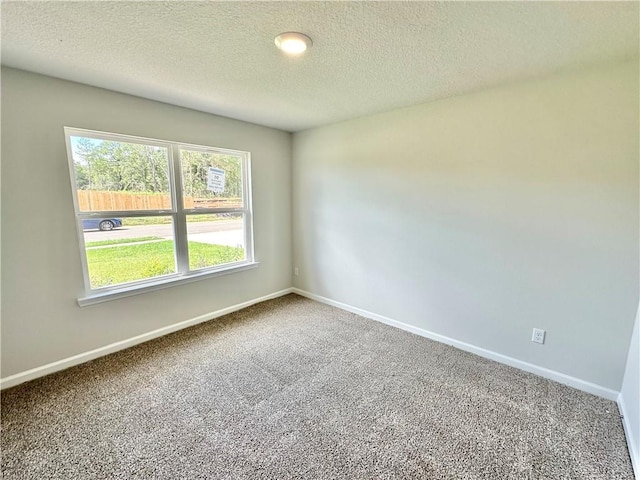 empty room featuring carpet and a textured ceiling