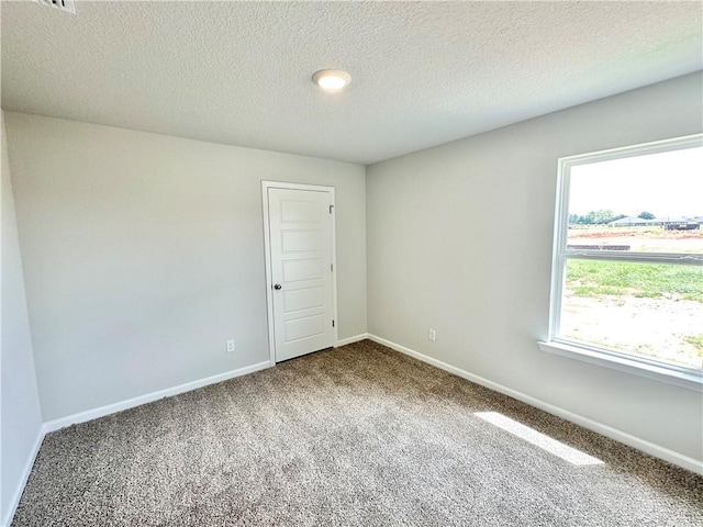 carpeted spare room featuring a textured ceiling