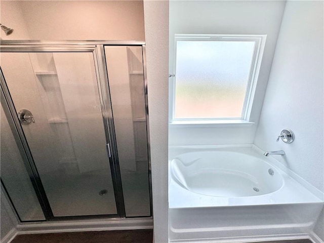 bathroom with separate shower and tub