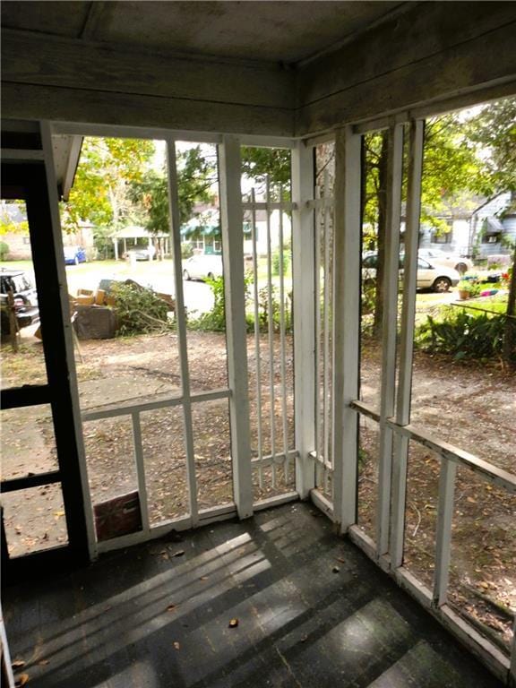 view of unfurnished sunroom