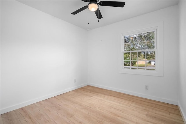 unfurnished room featuring ceiling fan and light hardwood / wood-style floors