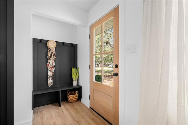 mudroom with light wood-type flooring