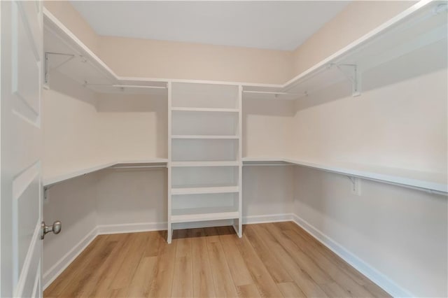 walk in closet with wood finished floors