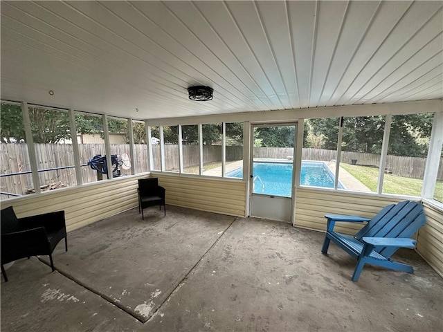 view of unfurnished sunroom