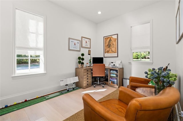 office featuring light hardwood / wood-style flooring