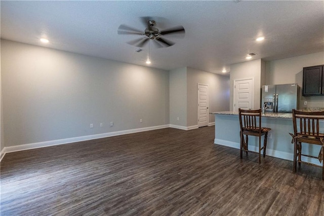 6771 Spaniel Dr Unit 3A, Spanish Fort, AL 36527 - unfurnished living room with dark wood finished floors, ceiling fan, and recessed lighting