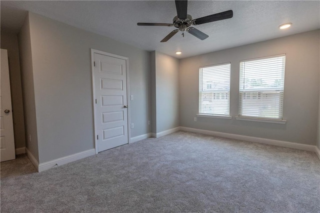 6771 Spaniel Dr Unit 3A, Spanish Fort, AL 36527 - carpeted empty room with ceiling fan, recessed lighting, and a textured ceiling