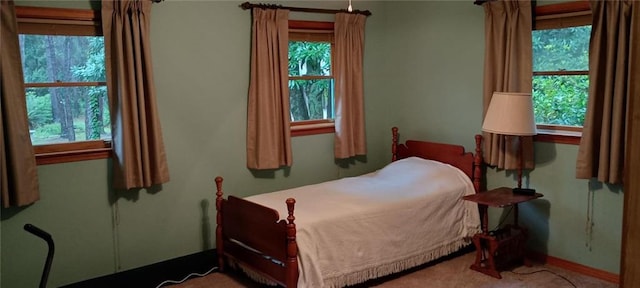 bedroom with carpet and multiple windows