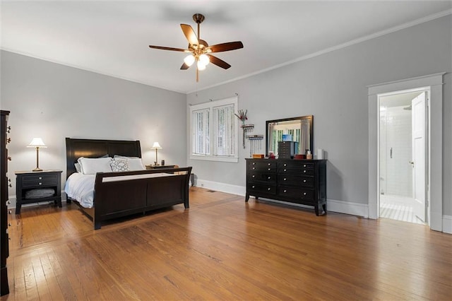 13 Demouy Ave, Mobile, AL 36606 - bedroom featuring hardwood / wood-style flooring, baseboards, crown molding, and a ceiling fan