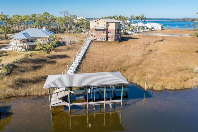 view of dock featuring a water view