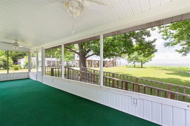 4221 Bay Front Rd, Mobile, AL 36605 - unfurnished sunroom with a ceiling fan