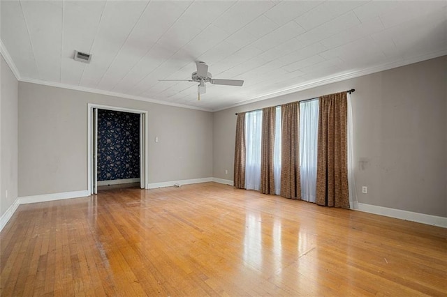 5405 Dogwood Ct, Mobile, AL 36693 - spare room with hardwood / wood-style floors, a ceiling fan, baseboards, and crown molding