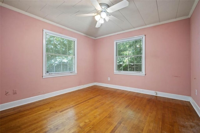 5405 Dogwood Ct, Mobile, AL 36693 - spare room with hardwood / wood-style floors, a ceiling fan, baseboards, and ornamental molding