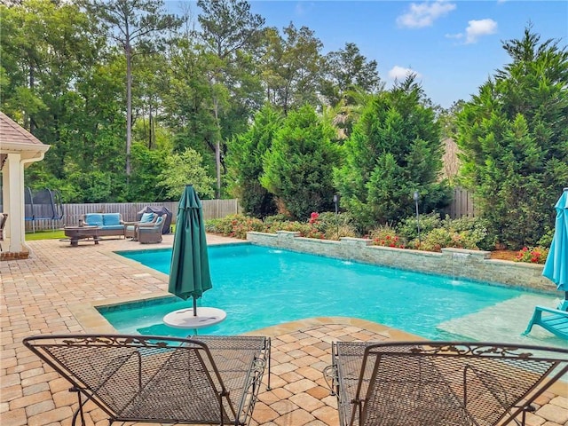 8662 Daintree Ct, Daphne, AL 36526 - view of swimming pool with an outdoor living space, a patio area, and a fenced backyard