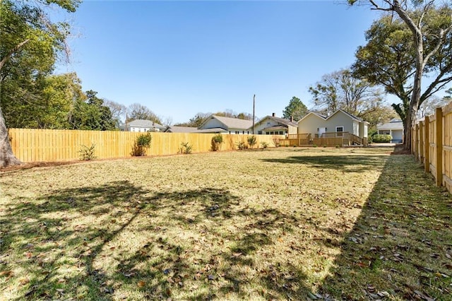 view of yard featuring a fenced backyard