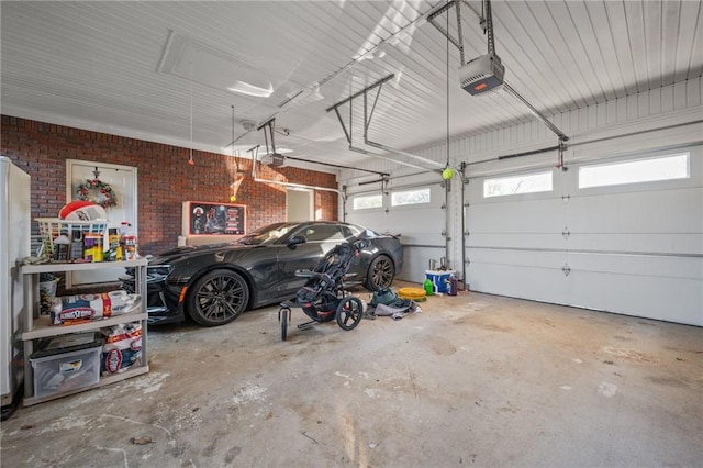 garage with a garage door opener