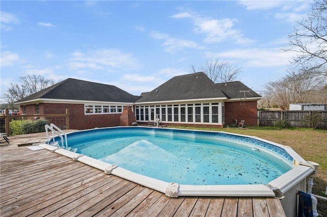 view of pool featuring a deck