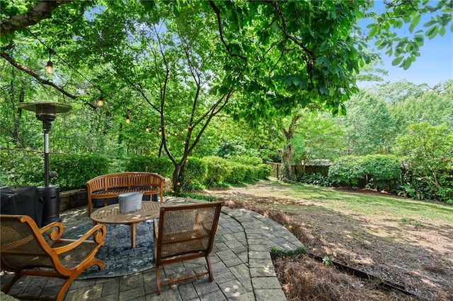 view of yard featuring a patio and fence