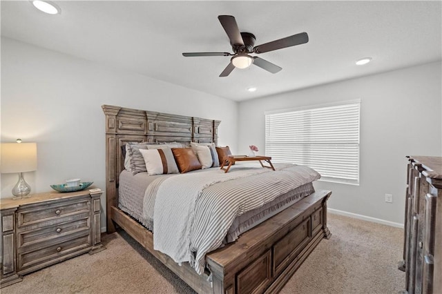 10520 Wales Ln, Spanish Fort, AL 36527 - bedroom featuring light colored carpet, recessed lighting, ceiling fan, and baseboards