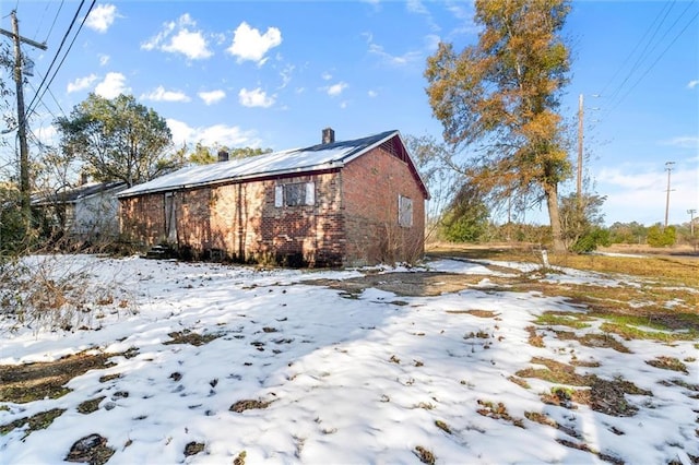 view of snow covered exterior