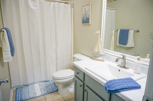 8470 Desert Oak Ct, Mobile, AL 36695 - bathroom featuring toilet, tile patterned flooring, vanity, and a shower with shower curtain